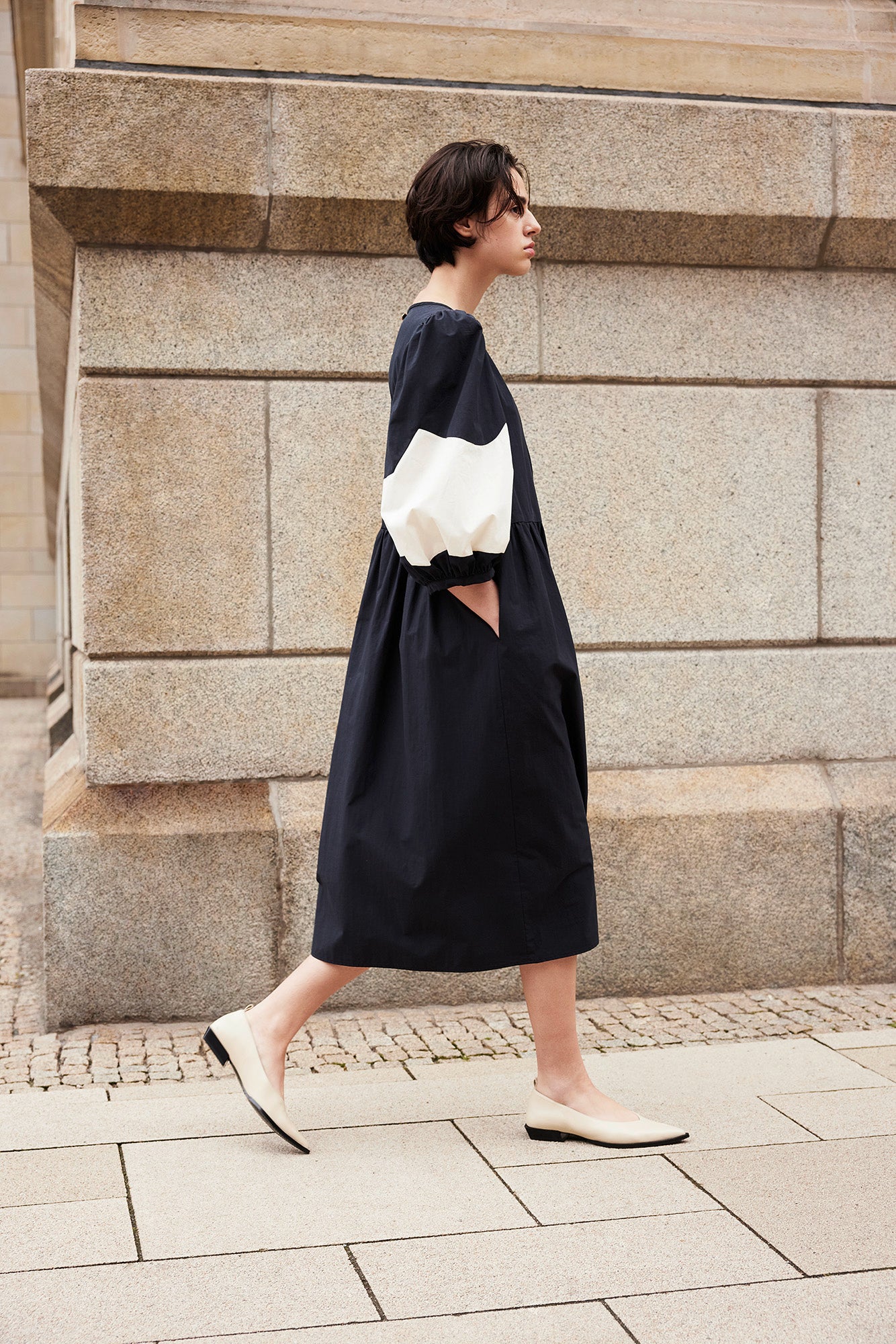 LOU Patchwork Dress Black/White