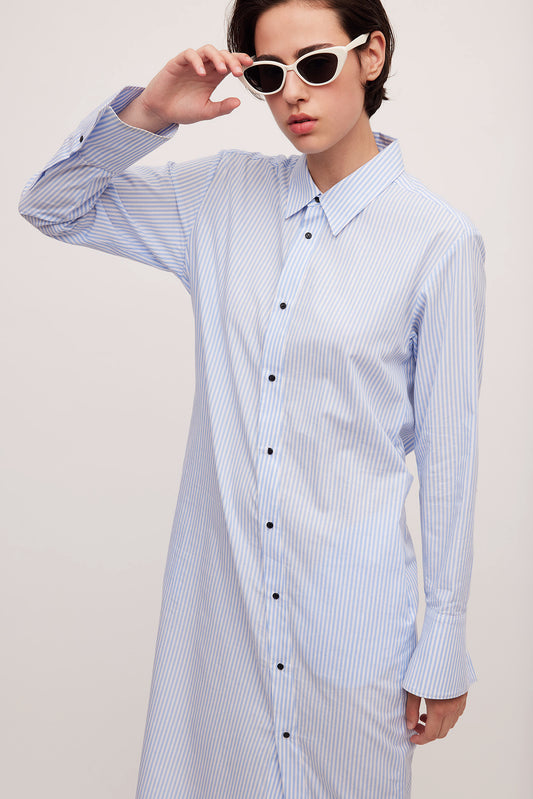CHLOÉ Shirt Dress Blue Striped
