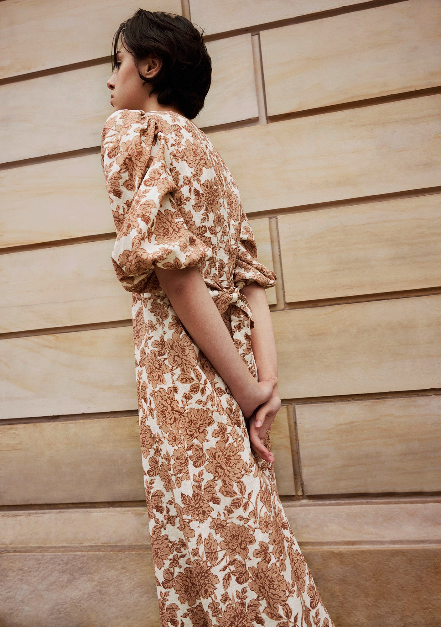 CAMILLE Dress Vintage Floral Print Cream