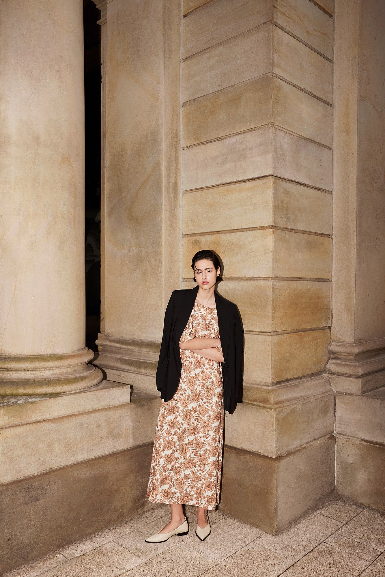 CAMILLE Dress Vintage Floral Print Cream